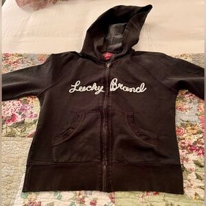 Lucky Brand Y2K Faded Black Charcoal Woman’s Zip Front Hoodie